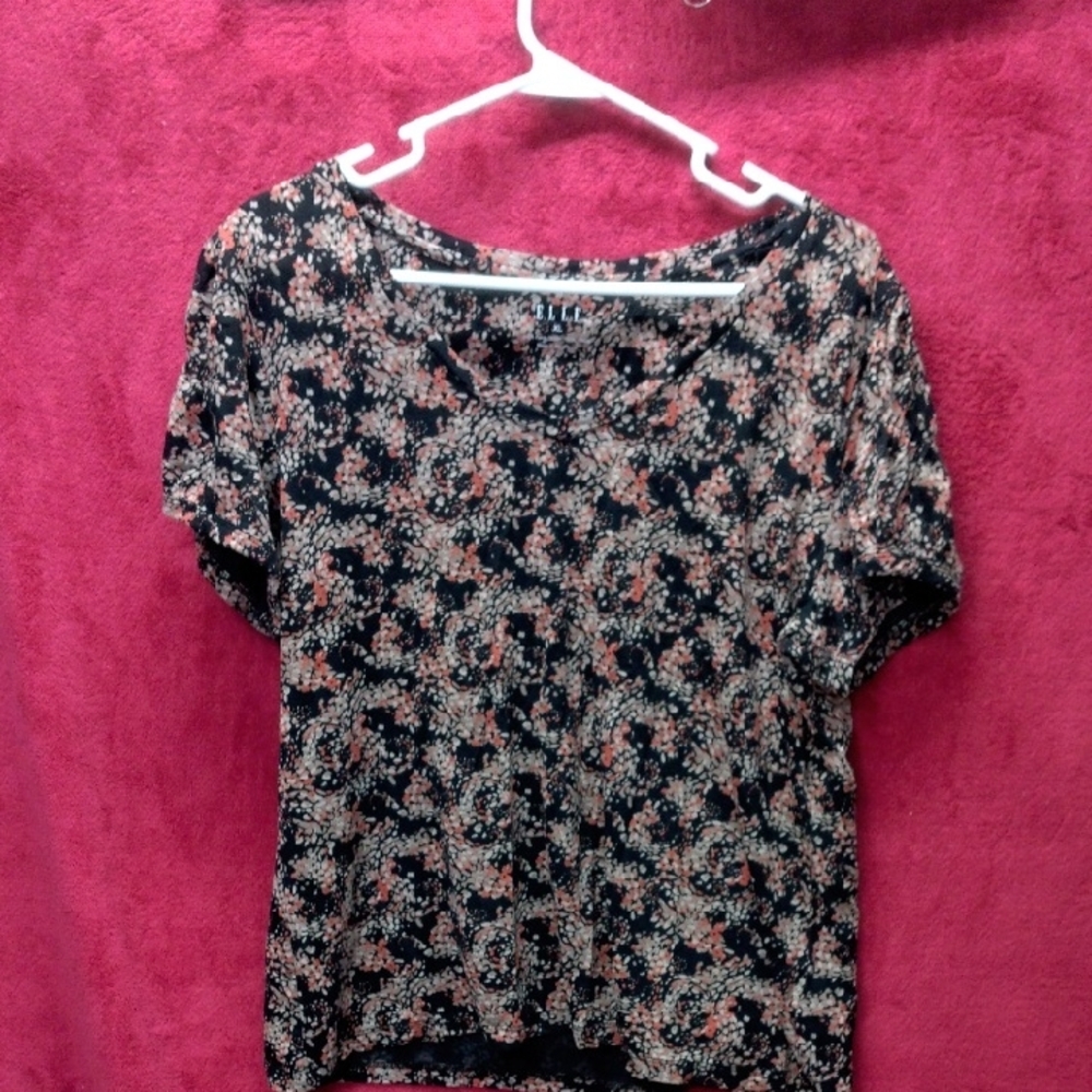 Elle Black and Cream Floral Blouse